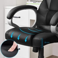 SONGMICS OBG22B Scaun de Birou Ergonomic Rotativ, Scaun de Gaming cu Înălțime Reglabilă și Roți, Negru, 73x70x122 cm 8