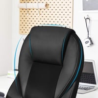 SONGMICS OBG22B Scaun de Birou Ergonomic Rotativ, Scaun de Gaming cu Înălțime Reglabilă și Roți, Negru, 73x70x122 cm 9