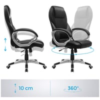 SONGMICS OBG22B Scaun de Birou Ergonomic Rotativ, Scaun de Gaming cu Înălțime Reglabilă și Roți, Negru, 73x70x122 cm 6