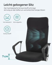 SONGMICS Ergonomikus Forgószék Irodai Szék Párnázott Ülőfelülettel Szövet Borítással Állítható Dönthető Fekete 6