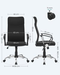 SONGMICS Ergonomikus Forgószék Irodai Szék Párnázott Ülőfelülettel Szövet Borítással Állítható Dönthető Fekete 3