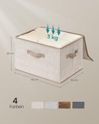 SONGMICS Összecsukható Tárolódoboz Fedéllel, 3 db-os Szett, Textil Tároló Kosár Lakásba 5