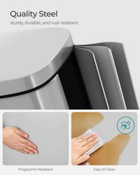 SONGMICS Pedálos Szemetes 30L, Rozsdamentes Acél Konyhai Hulladékgyűjtő Puha Záródású Fedéllel és Belső Vödörrel, Ezüst 4