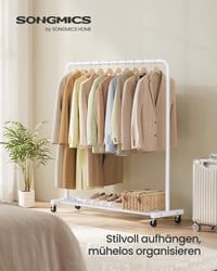 SONGMICS Ruhásállvány Görgőkkel, Mozgatható Ruhaállvány, 50 kg Teherbírás, Gurulós Ruhaszárító Állvány 2