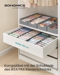 SONGMICS RUS015G01 Organizér na spodnú bielizeň, 4 ks, organizér do zásuvky pre skrine IKEA PAX, s priehradkami, skladací, 50x22x10 cm, na ponožky, holubia sivá 2