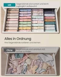 SONGMICS RUS015G01 Organizér na spodnú bielizeň, 4 ks, organizér do zásuvky pre skrine IKEA PAX, s priehradkami, skladací, 50x22x10 cm, na ponožky, holubia sivá 4