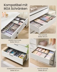 SONGMICS RUS015G01 Organizér na spodnú bielizeň, 4 ks, organizér do zásuvky pre skrine IKEA PAX, s priehradkami, skladací, 50x22x10 cm, na ponožky, holubia sivá 6