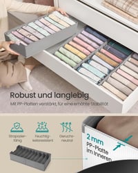 SONGMICS RUS015G01 Organizér na spodnú bielizeň, 4 ks, organizér do zásuvky pre skrine IKEA PAX, s priehradkami, skladací, 50x22x10 cm, na ponožky, holubia sivá 3