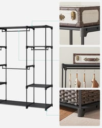 SONGMICS RYG036B02 Nyitott Gardrób 4 Rekesszel 166cm Fekete 7