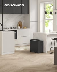 SONGMICS Odpadkový kôš na triedený odpad 3 x 18 l, 3-sekčný pedálový kôš s vnútornými nádobami, nehrdzavejúca oceľ odolná voči odtlačkom prstov, čierna, 54 l 2