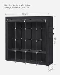 SONGMICS platneni ormar s 4 viseće police i policama za odlaganje, 45 x 170 x 167 cm 6
