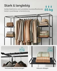 SONGMICS szövetgardrób ruhaállvánnyal és polcokkal, 150x45x175 cm, fekete 8