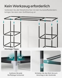 SONGMICS szövetgardrób ruhaállvánnyal és polcokkal, 150x45x175 cm, fekete 9