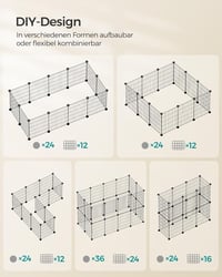 Țarc pentru animale mici SONGMICS, țarc exterior, metal, 143x73x46 cm - negru 8