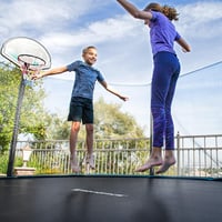 SONGMICS Trambulin Ugrálófelület 244 cm - Fekete Kerek Pótháló, UV-Álló PP Anyag, 42 Rugós Rendszer, 150 kg Teherbírás, Vízáteresztő Kialakí 5