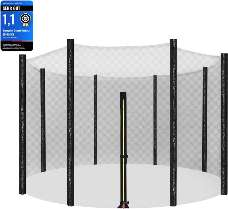 SONGMICS Trampolín Biztonsági Háló 244 cm 6 Rudas és 305-366 cm 8 Rudas