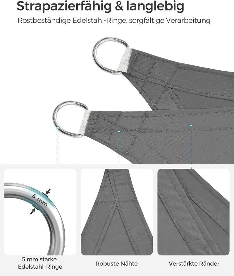 SONGMICS vízálló napvitorla 1000mm UV védelemmel, kerti árnyékolás