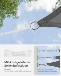 SONGMICS vízálló napvitorla 1000mm UV védelemmel, kerti árnyékolás 7