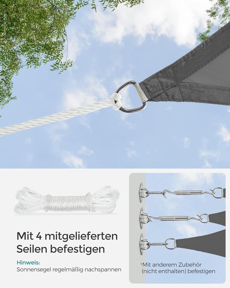 SONGMICS vízálló napvitorla 1000mm UV védelemmel, kerti árnyékolás