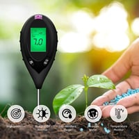 SONKIR 4 az 1-ben Digitális Talajmérő - Nedvesség, pH, Hőmérséklet és Fény Teszter Növénygondozáshoz, Kertészkedéshez, Elemmel (Fekete) 2