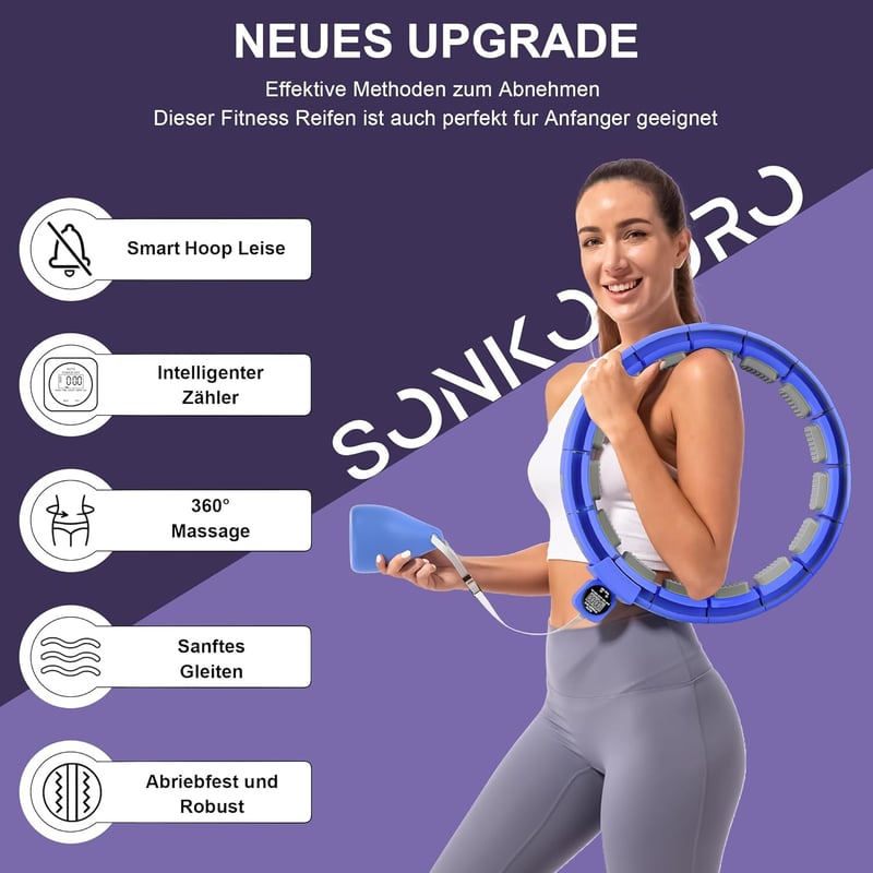Sonkoloro Smart Hoop Fitness Karika Súlycsökkentéshez, Számláló és Masszázs Gombokkal