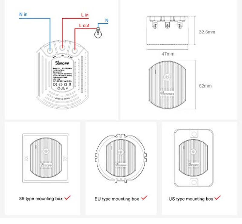 SONOFF D1 WiFi okos fényerő szabályozó kapcsoló 24 órás időzítéssel