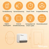 Releu Inteligent SONOFF ZBMINIR2 Zigbee 3.0, Compatibil cu Alexa și Google Home, Necesită Fir Neutru, Necesită Hub 2