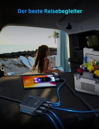 Împărțitor brichetă auto SONRU 7 în 1, încărcător auto 12V 24V, 3 prize, 4 porturi USB cu încărcare rapidă, voltmetru LED, întrerupătoare individuale 7