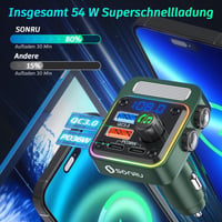 SONRU Bluetooth 5.3 FM Transzmitter Autóba - Basszus & HiFi Sztereó Kihangosító, PD 36W & QC 3.0 18W Gyorstöltő Funkcióval 3
