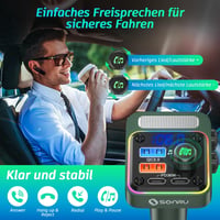 SONRU Bluetooth 5.3 FM Transzmitter Autóba - Basszus & HiFi Sztereó Kihangosító, PD 36W & QC 3.0 18W Gyorstöltő Funkcióval 4