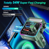 SONRU Bluetooth 5.3 FM Transzmitter Autóba - Basszus & HiFi Sztereó Kihangosító, PD 36W & QC 3.0 18W Gyorstöltő Funkcióval 7