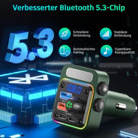 SONRU Bluetooth 5.3 FM Transzmitter Autóba - Basszus & HiFi Sztereó Kihangosító, PD 36W & QC 3.0 18W Gyorstöltő Funkcióval 2