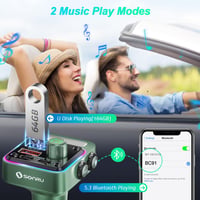 SONRU Bluetooth 5.3 FM Transzmitter Autóba - Basszus & HiFi Sztereó Kihangosító, PD 36W & QC 3.0 18W Gyorstöltő Funkcióval 9