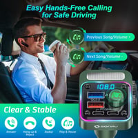 SONRU Bluetooth 5.3 FM Transzmitter Autóba - Basszus & HiFi Sztereó Kihangosító, PD 36W & QC 3.0 18W Gyorstöltő Funkcióval 5