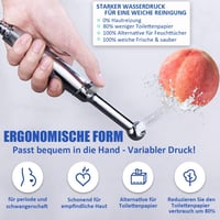 Súprava ručnej bidetovej sprchy SonTiy, sprchová hlavica s nastaviteľným tlakom, držiakom a hadicou, pochrómované mosadzné konektory, na WC a osobnú hygienu 4