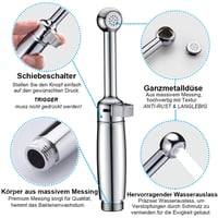 Súprava ručnej bidetovej sprchy SonTiy, sprchová hlavica s nastaviteľným tlakom, držiakom a hadicou, pochrómované mosadzné konektory, na WC a osobnú hygienu 2