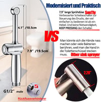 SonTiy Bidet Zuhanyfej Csapteleppel, Állítható Nyomás, G1/2 és G3/8 Váltószelep, Króm 2
