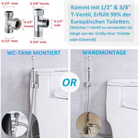 SonTiy Bidet Zuhanyfej Csapteleppel, Állítható Nyomás, G1/2 és G3/8 Váltószelep, Króm 6