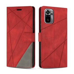 Flipové puzdro SONWO pre Xiaomi Redmi Note 10 4G / Redmi Note 10s, prémiové peňaženkové puzdro z PU kože s priehradkou na karty a funkciou stojan, červené