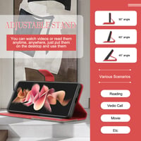 Husă tip carte SONWO pentru Xiaomi Redmi Note 10 4G / Redmi Note 10s, husă portofel din piele PU premium cu suport pentru carduri și funcție de stand, Roșu 3