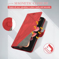 Husă tip carte SONWO pentru Xiaomi Redmi Note 10 4G / Redmi Note 10s, husă portofel din piele PU premium cu suport pentru carduri și funcție de stand, Roșu 6