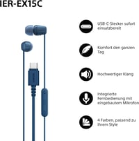 Sony IER-EX15C USB-C vezetékes in-ear fülhallgató mikrofonnal - kék 2