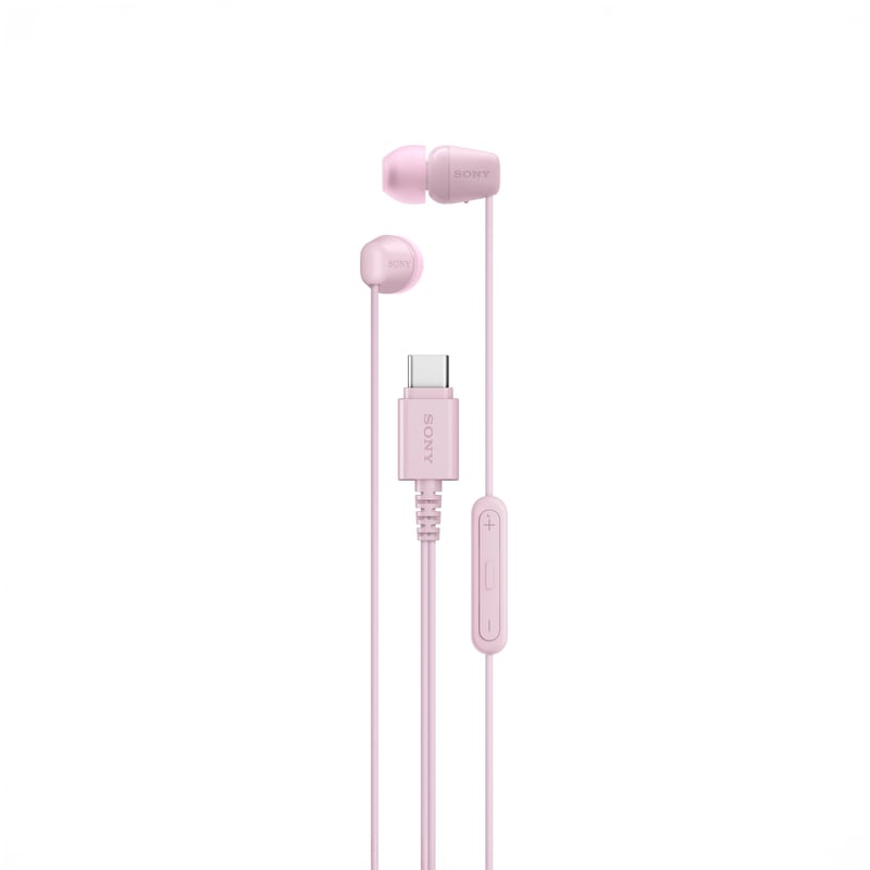 Káblové slúchadlá Sony IER-EX15C s USB-C konektorom a mikrofónom, ružové – kompatibilné s Android, iOS, tabletmi, notebookmi a PC, kábel odolný voči zamotaniu