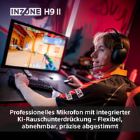 Bezdrôtové herné slúchadlá k PC Sony INZONE H9 II s potlačením hluku, odnímateľný kardioidný AI mikrofón, 30-hodinová výdrž batérie, 2,4 GHz a Bluetooth, mäkké vyhotovenie 8