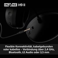 Bezdrôtové herné slúchadlá k PC Sony INZONE H9 II s potlačením hluku, odnímateľný kardioidný AI mikrofón, 30-hodinová výdrž batérie, 2,4 GHz a Bluetooth, mäkké vyhotovenie 9