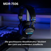 Sony MDR-7506 Uzavreté štúdiové monitorovacie slúchadlá – káblové, 10 Hz – 20 kHz, 63 Ohm, ľahký skladací dizajn (227 g), na štúdiové nahrávanie a 4