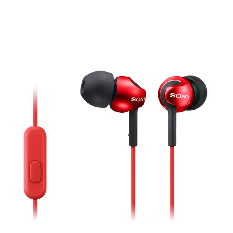 Slúchadlá do uší Sony MDR-EX110APR s 3,5 mm jack konektorom, červené – headset s mikrofónom