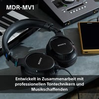 Štúdiové monitorovacie slúchadlá Sony MDR-MV1 – otvorené, čierne, káblové, na mixovanie a mastering, 5 Hz – 80 kHz, priestorový zvuk, odpojiteľný kábel 5