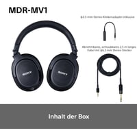 Štúdiové monitorovacie slúchadlá Sony MDR-MV1 – otvorené, čierne, káblové, na mixovanie a mastering, 5 Hz – 80 kHz, priestorový zvuk, odpojiteľný kábel 7