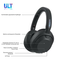 Bezdrôtové slúchadlá Sony ULT WEAR s potlačením hluku, hlbokými basmi, procesorom WH-1000XM5, 30-hodinovou výdržou batérie, kompatibilné s iOS a Androidom, čierne 9